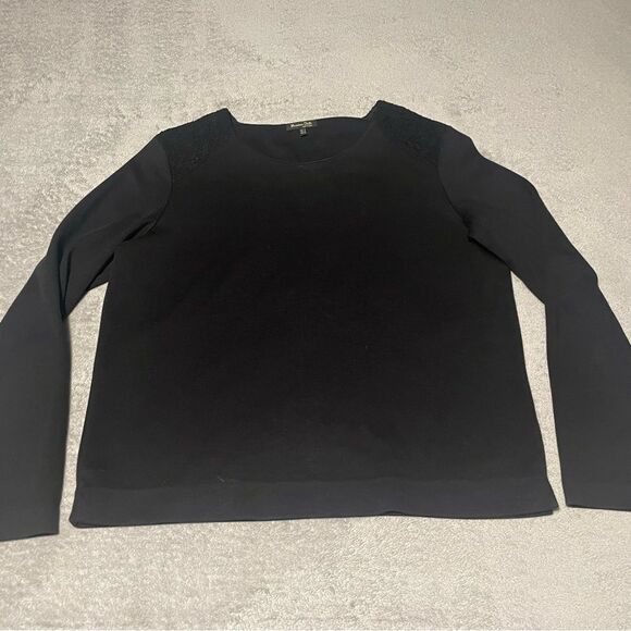 MASSIMO Dutti black sweatshirt with lace detail at shoulders size large GUC - Picture 2 of 6